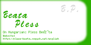 beata pless business card